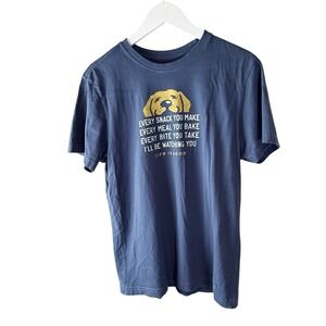 Life is‎ Good Mens Crusher Tee Blue Golden Retriever Dog Every Snack You Make S